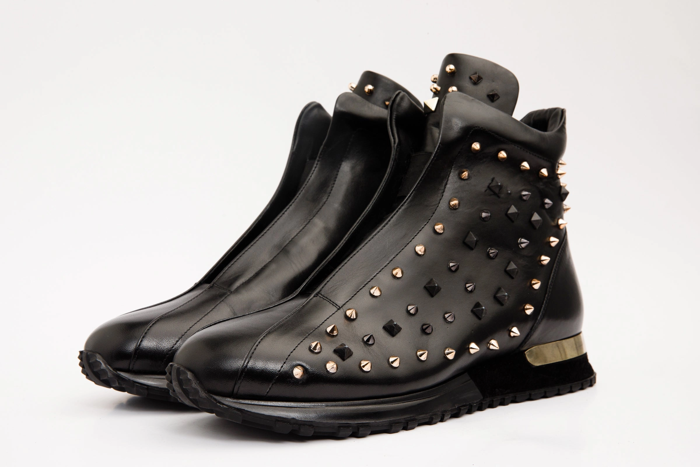 Ultra Grip Pattern The Infanta High-Top Black Spike Leather Men Sneaker Limited Edition