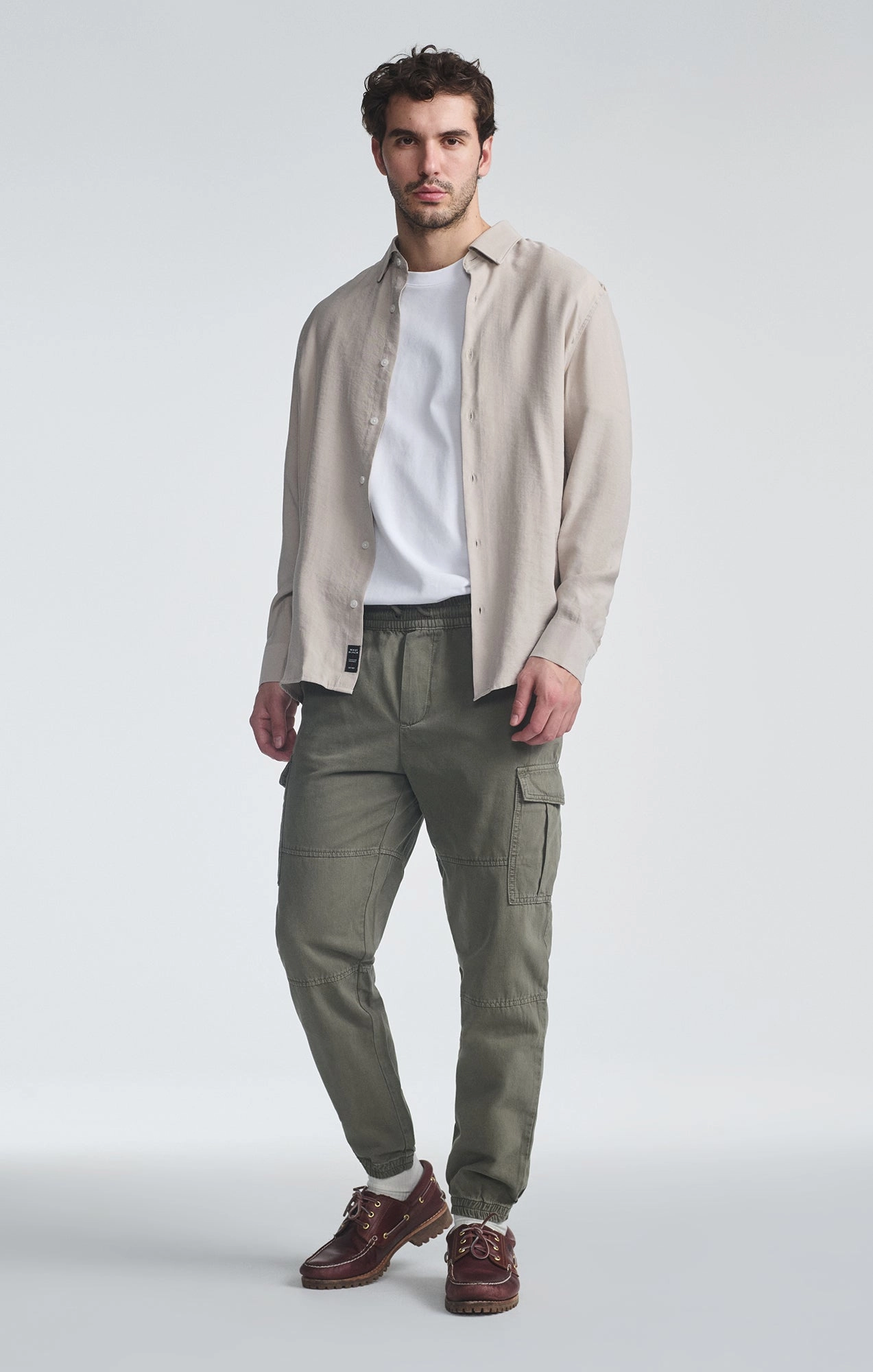 DOUBLE POCKET CUFFED CARGO PANTS IN SMOKEY OLIVE TouchscreenCompatiblePockets Mesh Panel