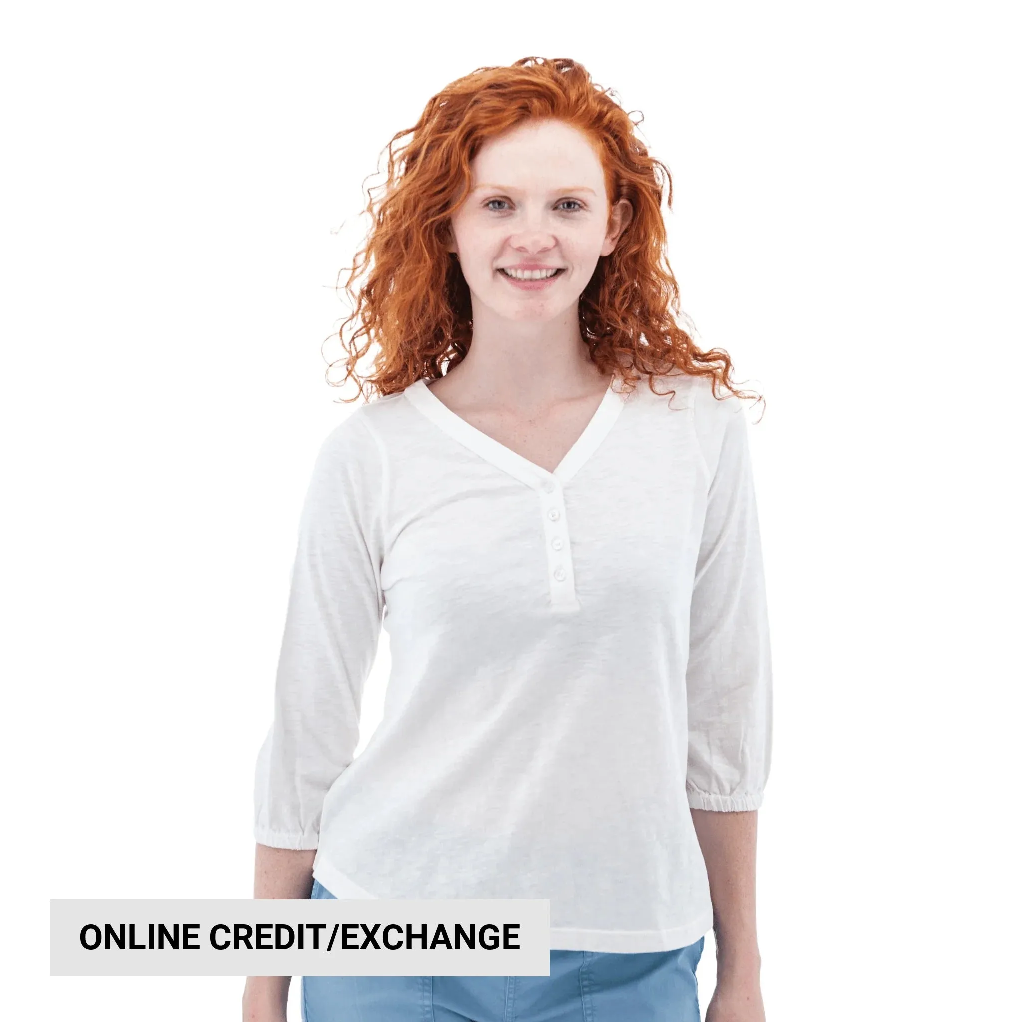 Fitted Tank Reinforced Shoulder Panels Old Ranch Women's Este Organic Cotton V Neck Henley Top - White