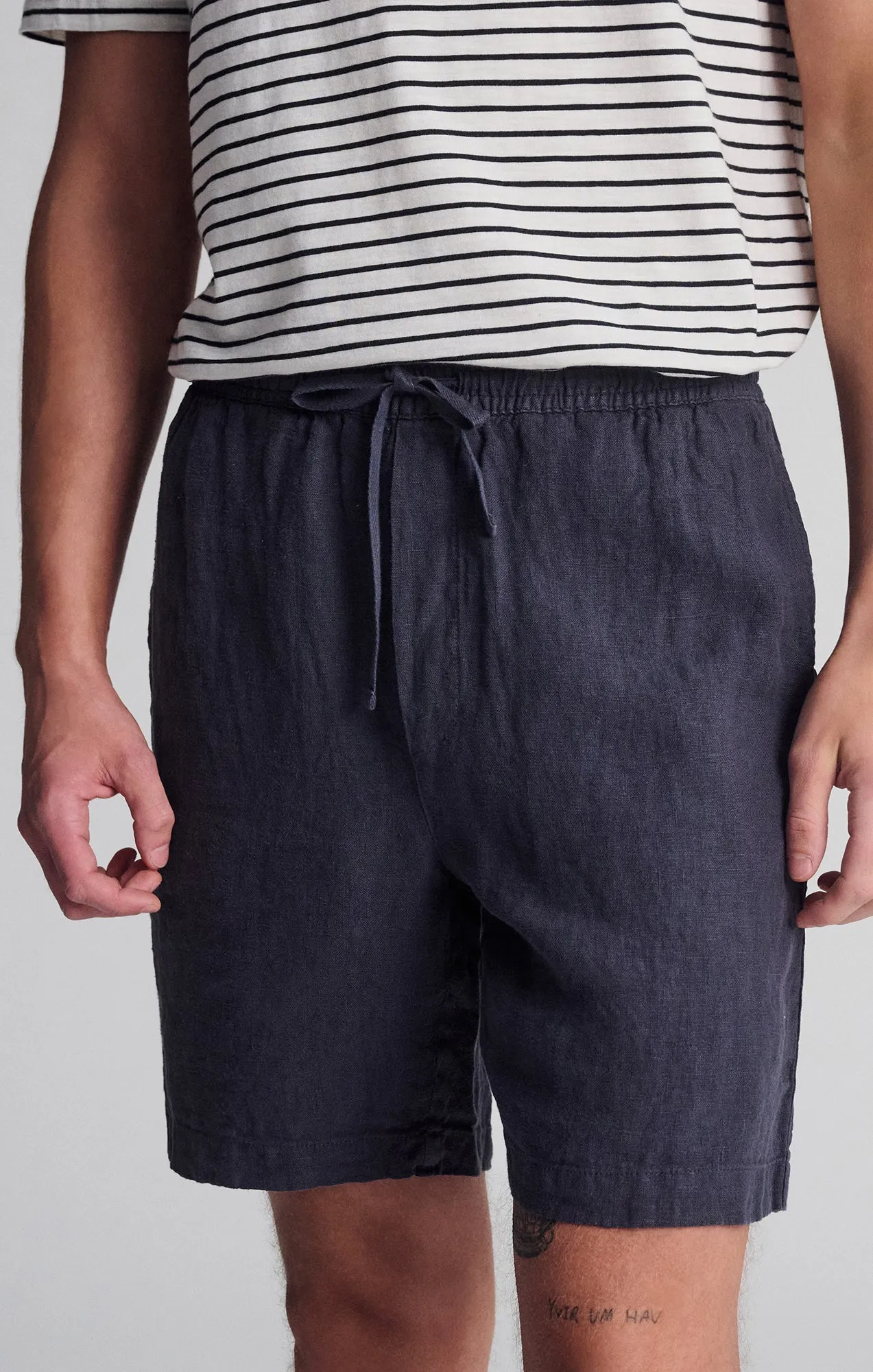 Snag Free Zipper Athletic Cut LINEN POCKET SHORTS IN PERISCOPE