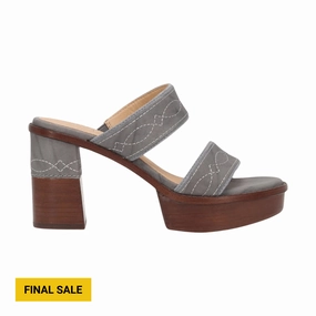 Frye Women's Pipa Woodstock 2 Band Platform Sandal - Grey Sky Stone Glow Orange Fun