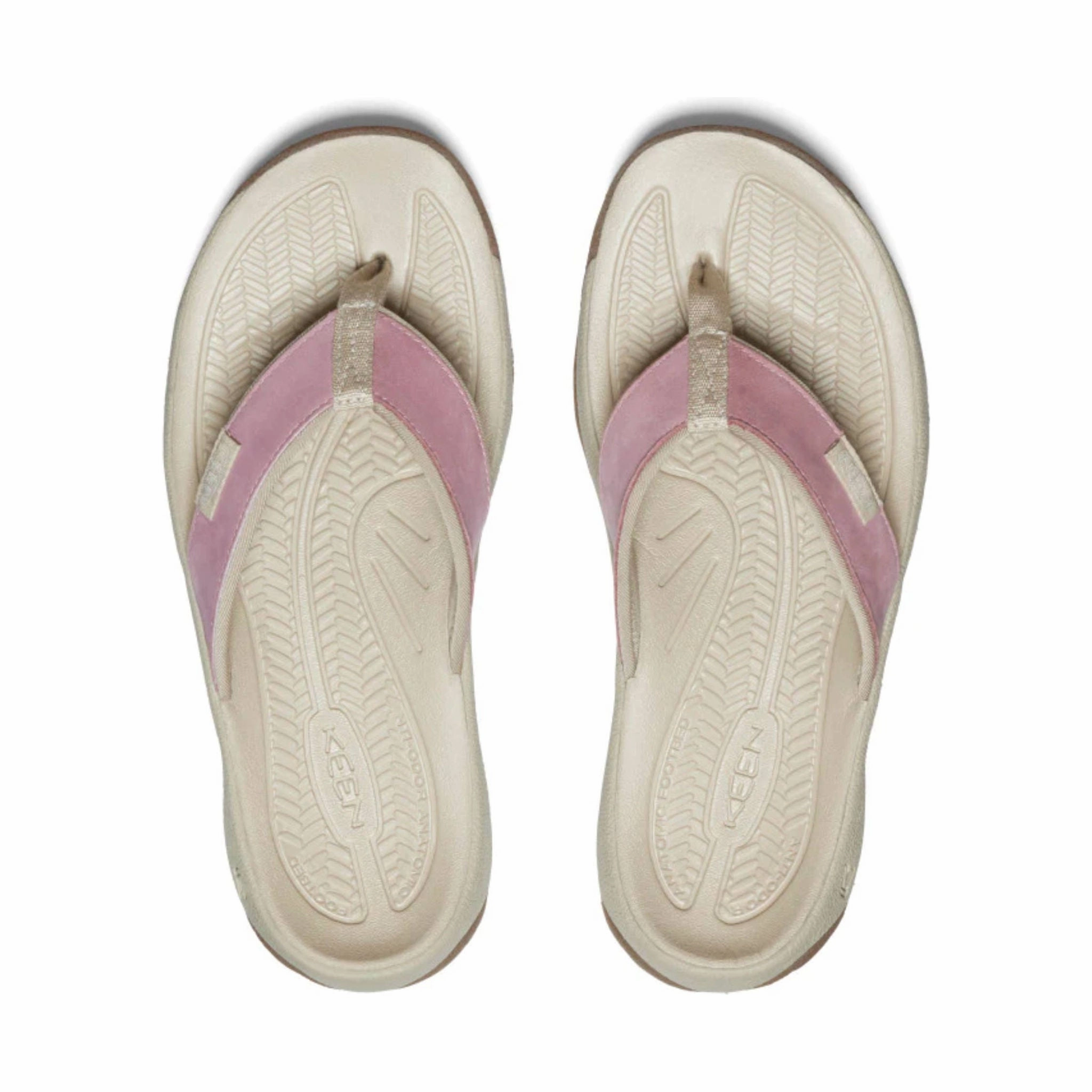 Stylish Flip-flops for Travel Daily Basic KEEN Women's Kona Leather Flip Flop - Nostalgia Rose/Plaza Taupe