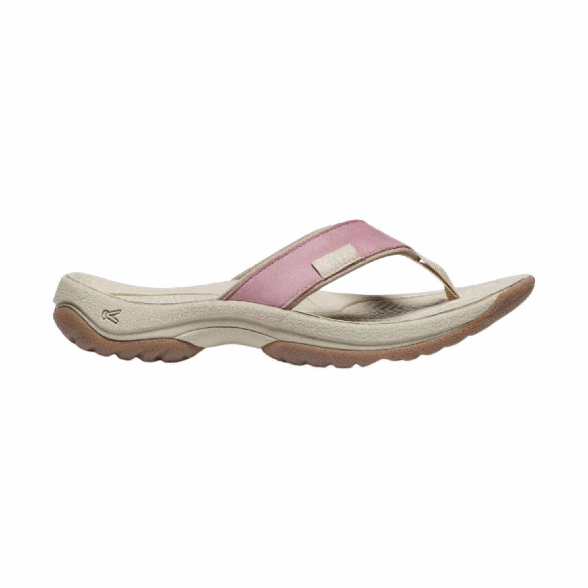 Freedom Move Travel-Friendly Shoes KEEN Women's Kona Leather Flip Flop - Nostalgia Rose/Plaza Taupe