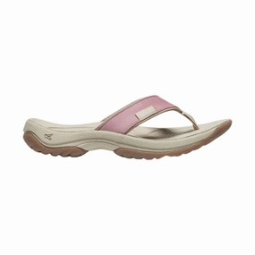 Rubber Sole KEEN Women's Kona Leather Flip Flop - Nostalgia Rose/Plaza Taupe