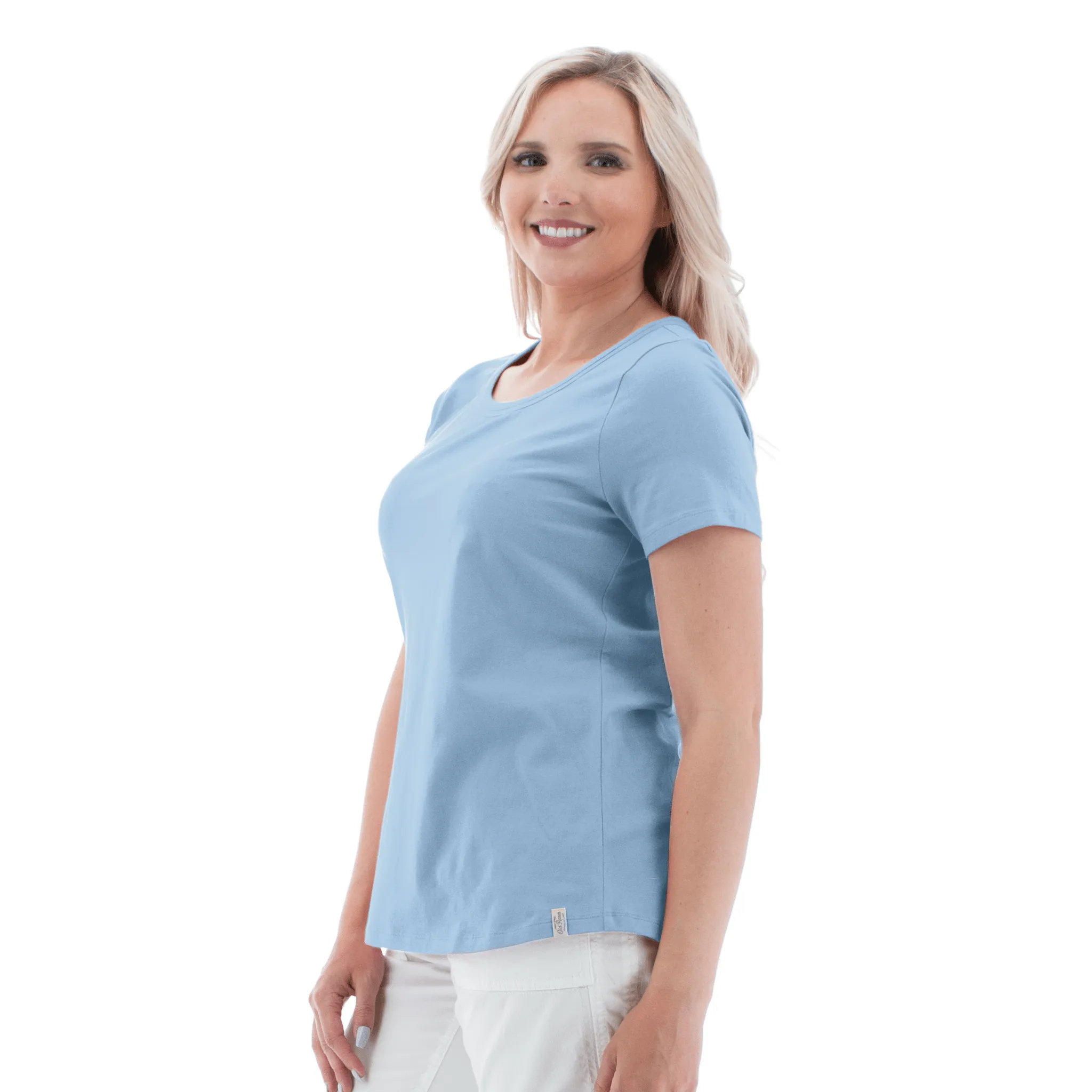 Old Ranch Women's Basis Organic Cotton Tee - Glacier Lake Lightweight pullover