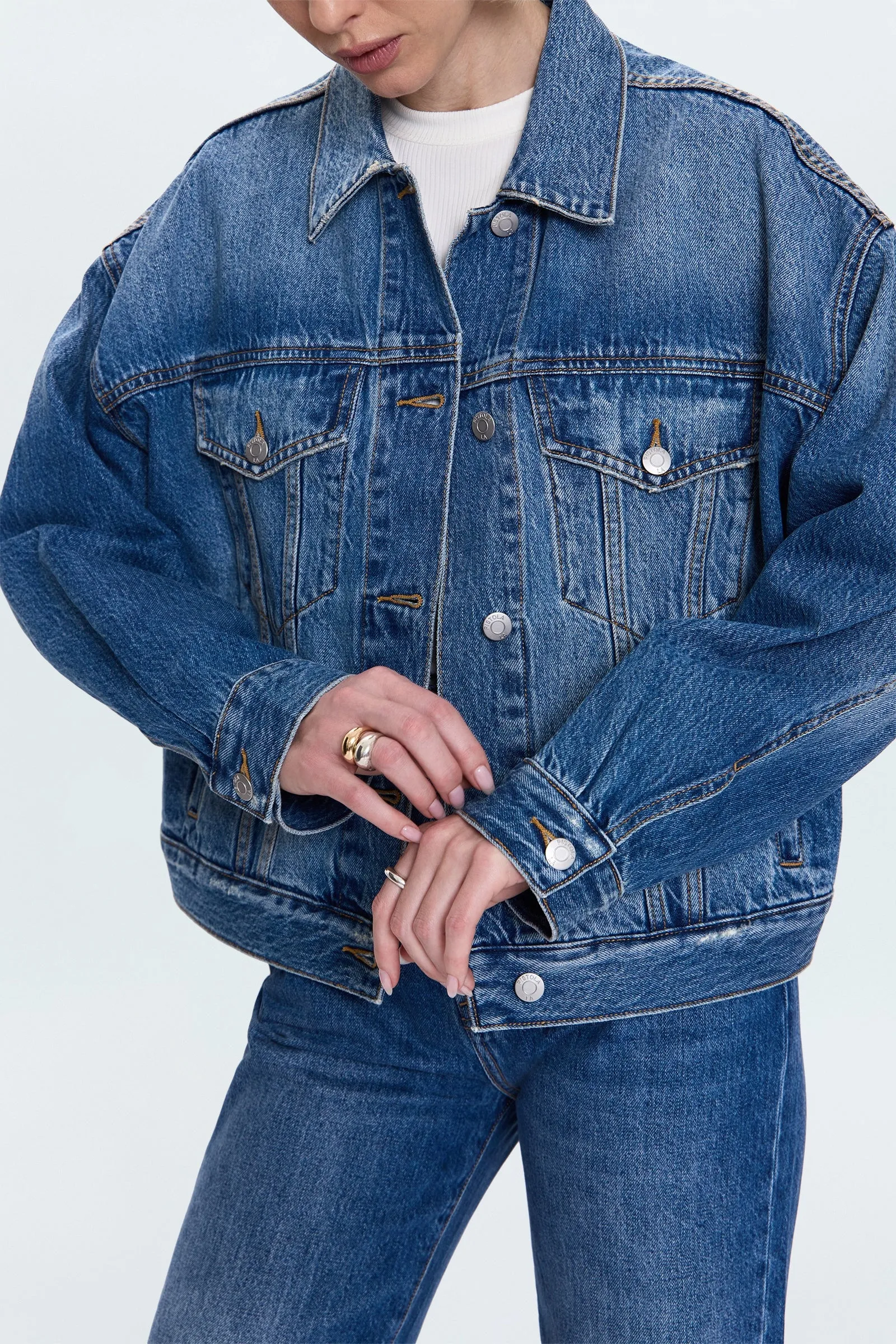 Convertible Collar Style WrinkleFreeFinish Harley Trucker Jacket - Roulette