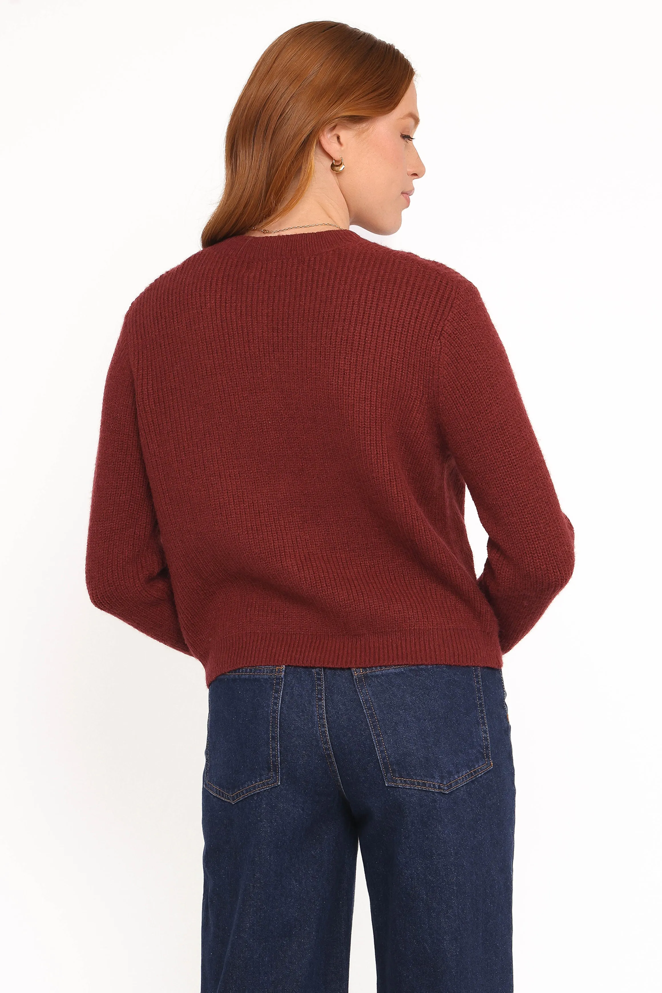 Wilde Bow Front Cardigan - Burgundy LowImpact Processing