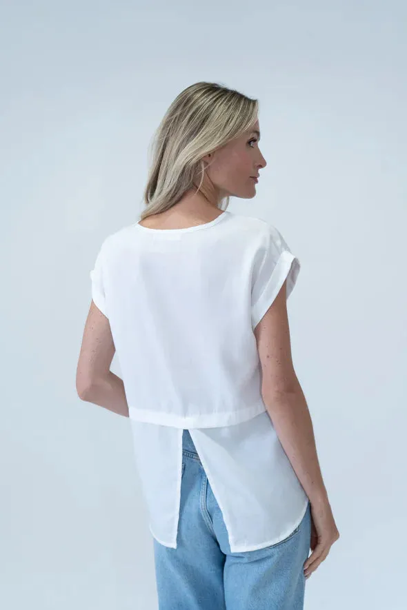 semi-formal style Quick Dry Fabric Relaxed Vibe Chelsea Pocket Blouse | Ivory