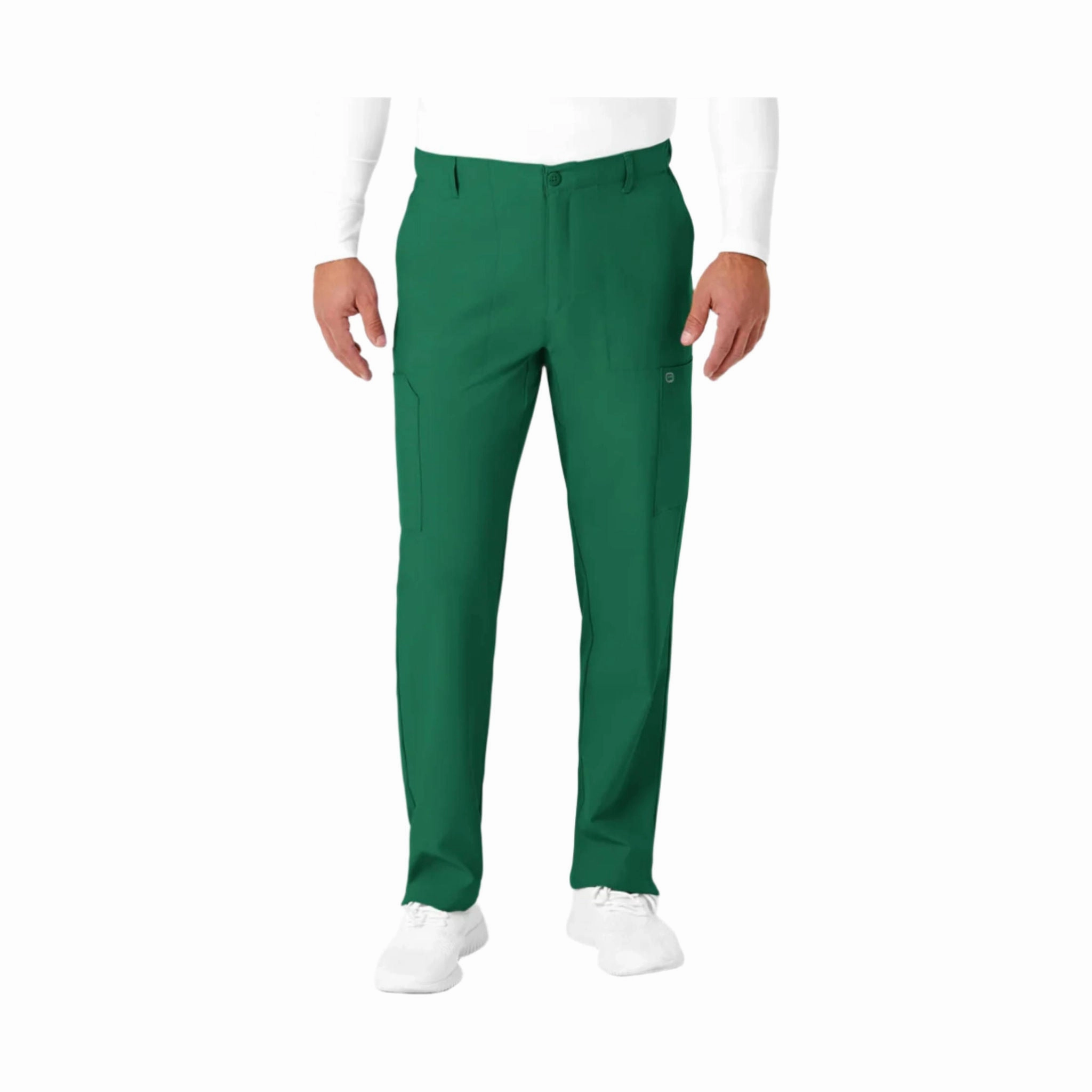 Wink Men's Flat Front Cargo Scrub Pant - Hunter Reflective accents
