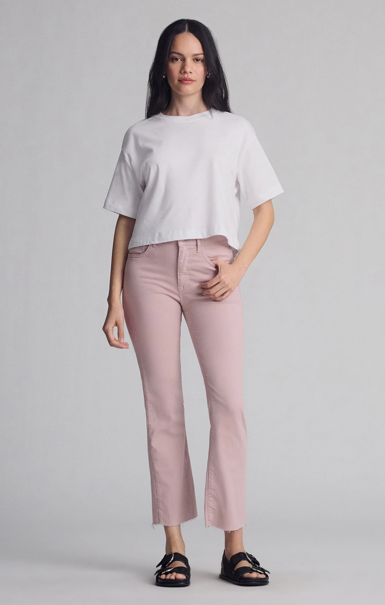 Music Event Picnic Style Style Blend ANIKA CROPPED FLARE IN WOODROSE FLEX BLUE