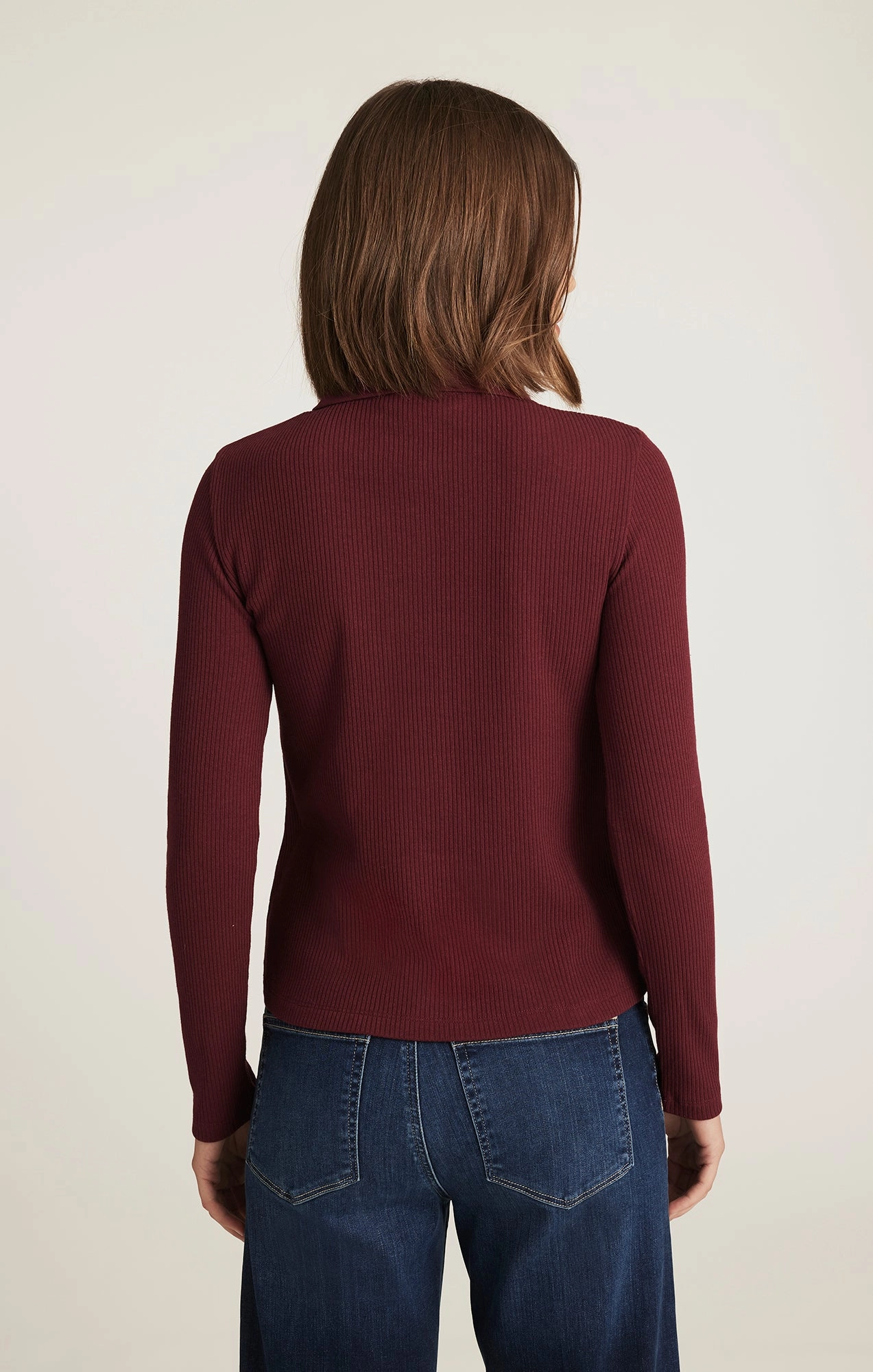 Stretch Material Clean Cut LONG SLEEVE POLO T-SHIRT IN ZINFANDEL