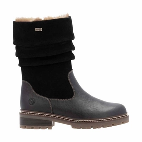 Protective Finish Trail Runner Comfortable Wear Remonte Women's Stefanie Slouch Mid Calf Boots - Black