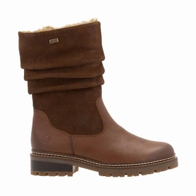 Remonte Women's Stefanie Slouch Mid Calf Boots - Brown Stable Support Rural Traveler