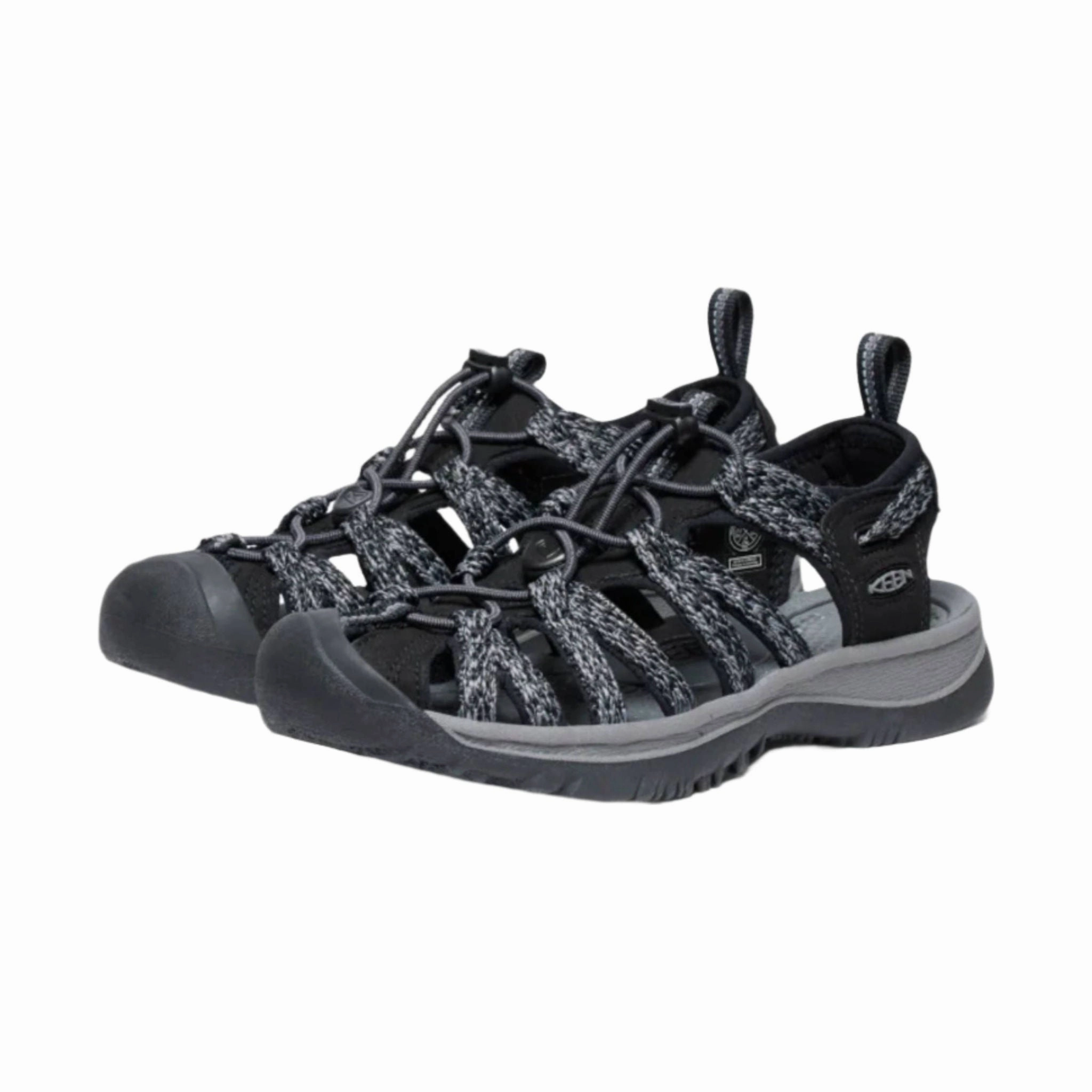 Casual Footwear for Beach Durable Rubber Tread KEEN Women's Whisper Sandal - Black/Steel Grey