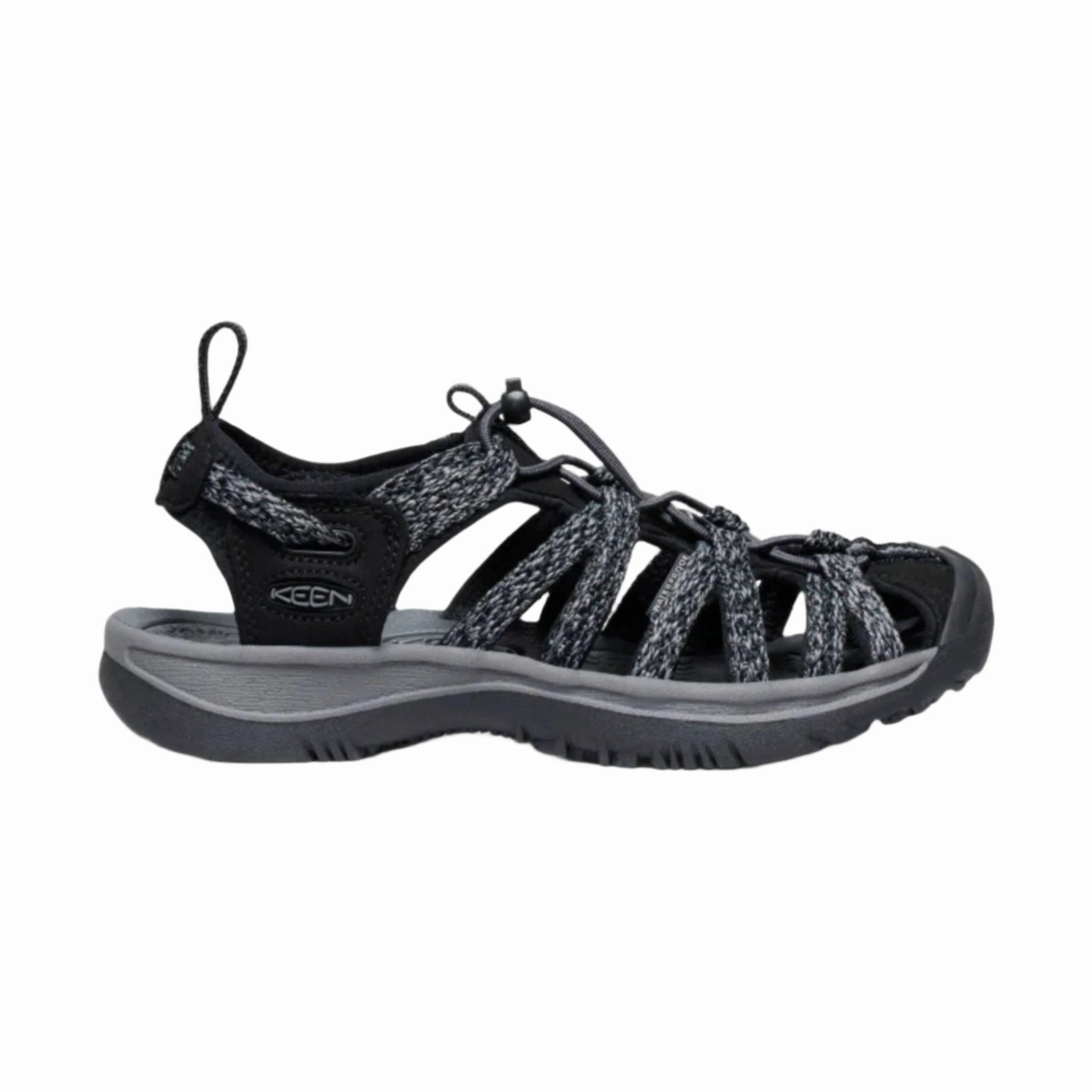 Flexible Straps Bare Motion KEEN Women's Whisper Sandal - Black/Steel Grey