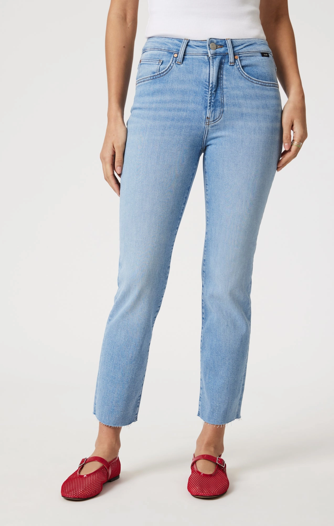 Plain style VIOLA STRAIGHT LEG IN LIGHT BRUSHED FLEX BLUE