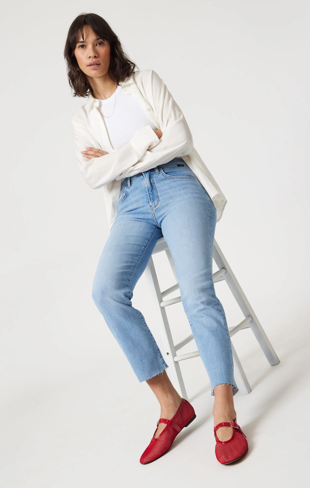 Simple Outfit VIOLA STRAIGHT LEG IN LIGHT BRUSHED FLEX BLUE