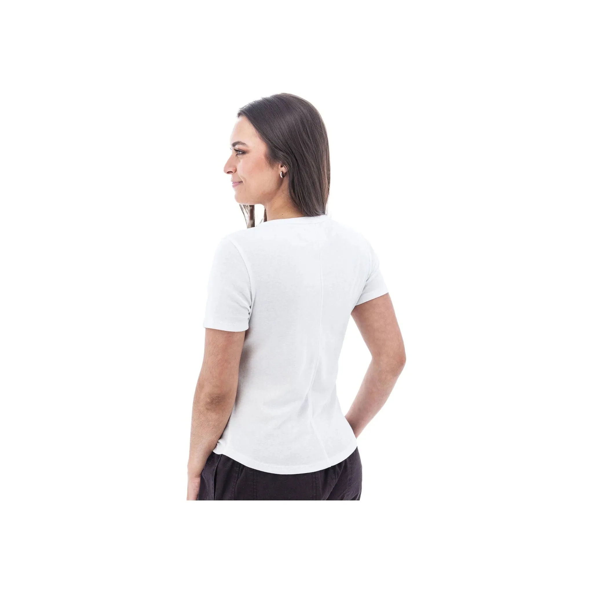 Flex Fit Shoulder Construction Aventura Women's Sandia Henley Tee - White