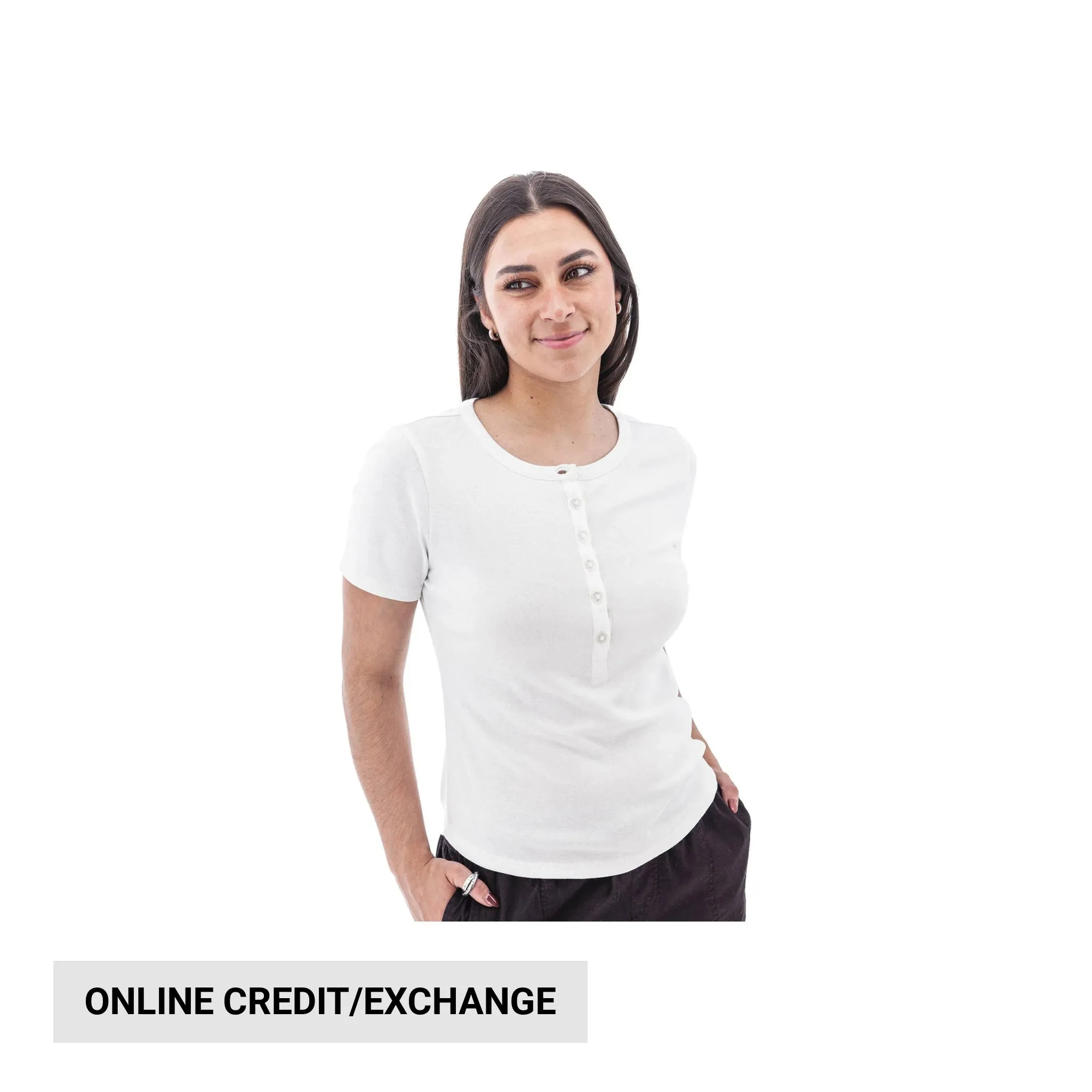 Aventura Women's Sandia Henley Tee - White EcoFriendly Manufacturing Casual Blouse