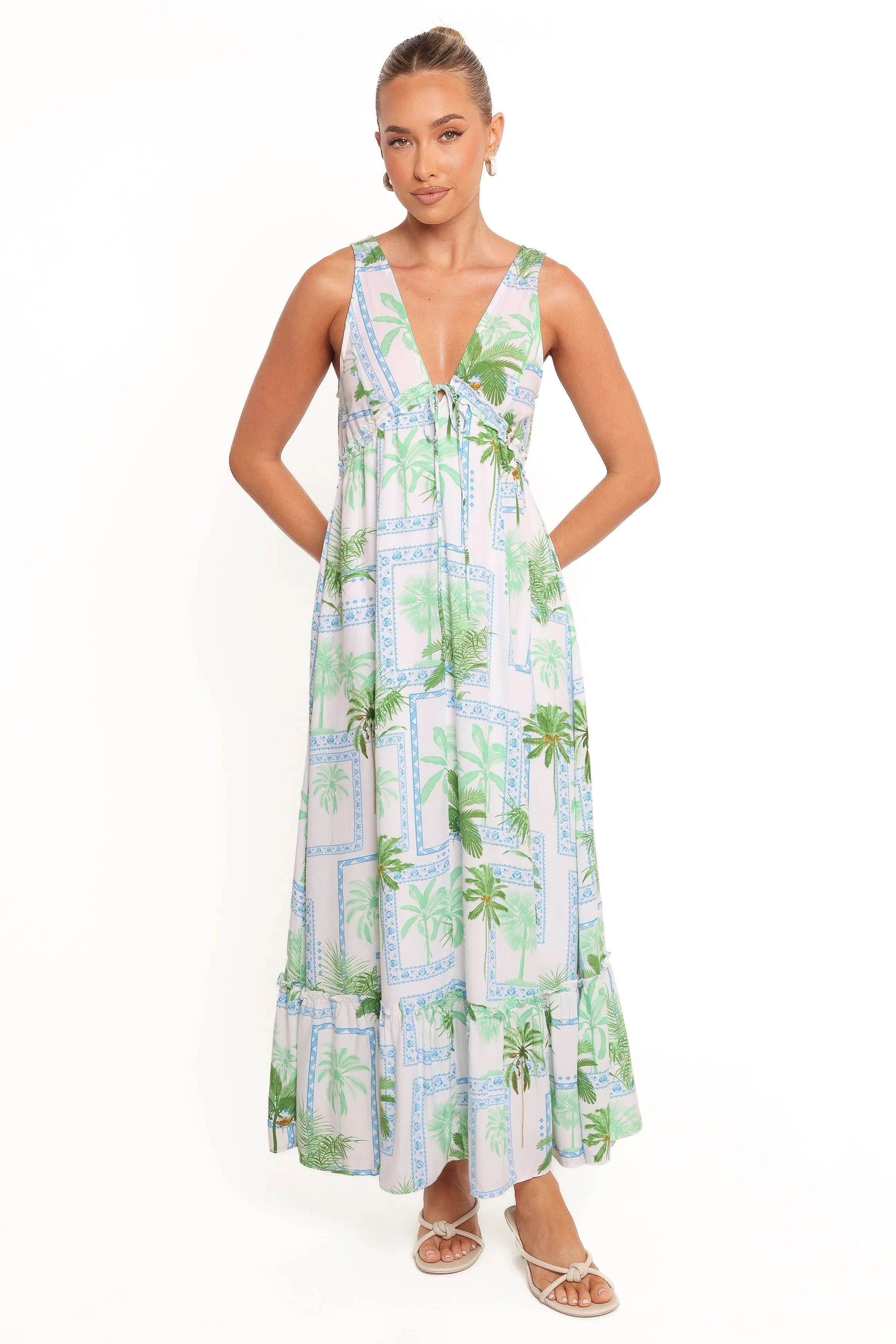 Fluid movement One-Shoulder Rhiannon Maxi Dress - Green Multi