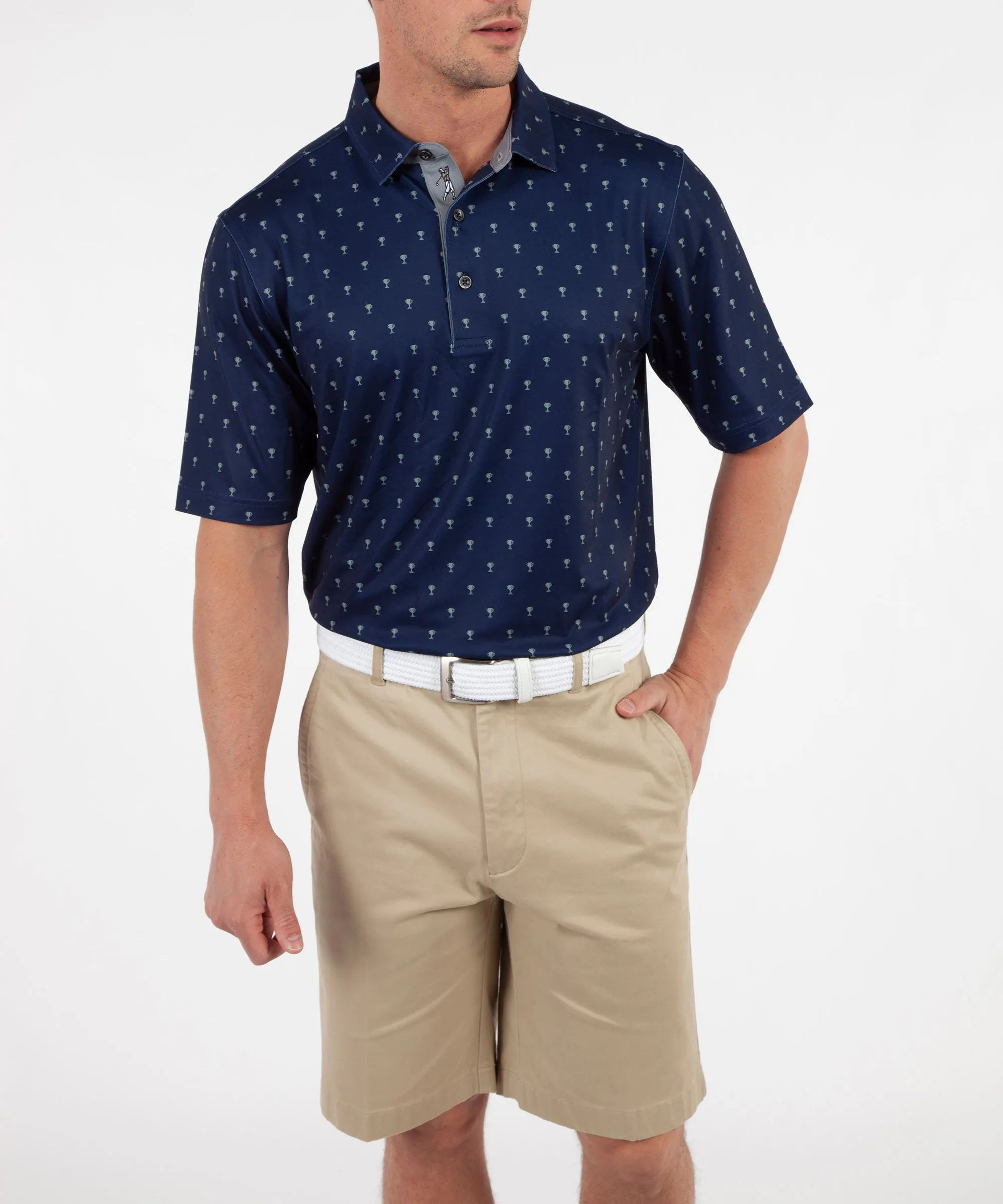 Summer Shirt Functional Wear Performance Trophy Print Short Sleeve Polo Shirt