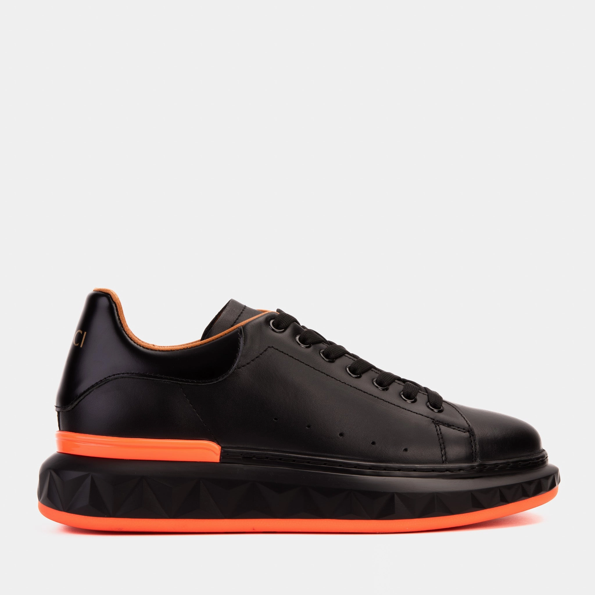 Shock Diffusion The Linq  Black & Orange Leather Men Sneaker