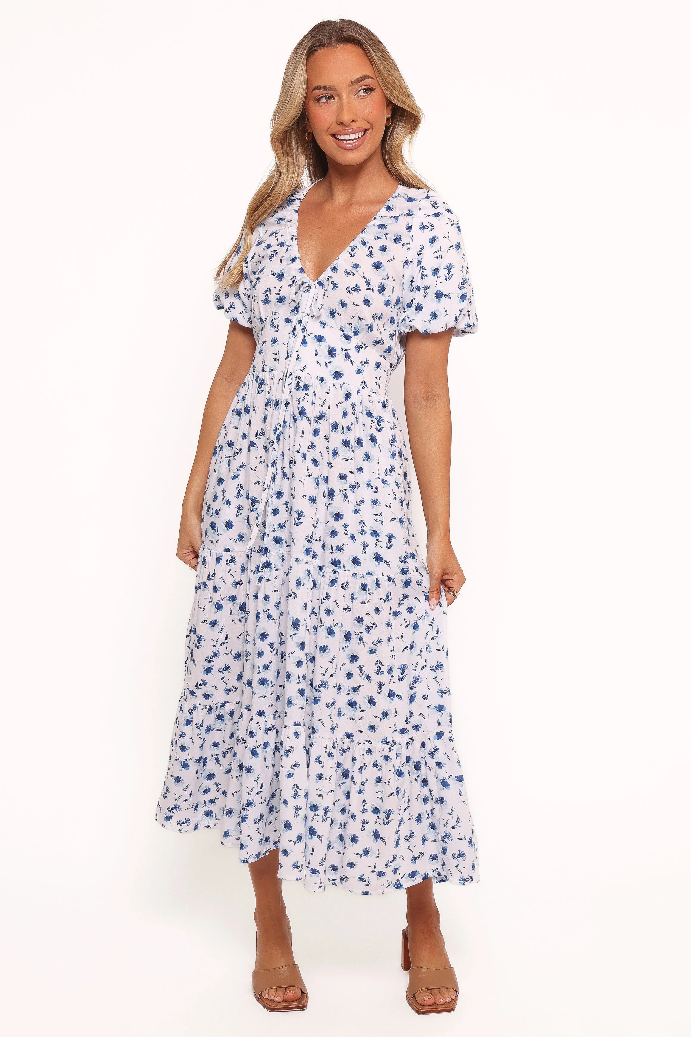 Lightweight Material Comfort waistband Roberts Maxi Dress - Blue Ditsy Floral