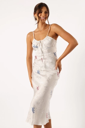 Chic Layers Romantic Soft Rosa Midi Dress - White