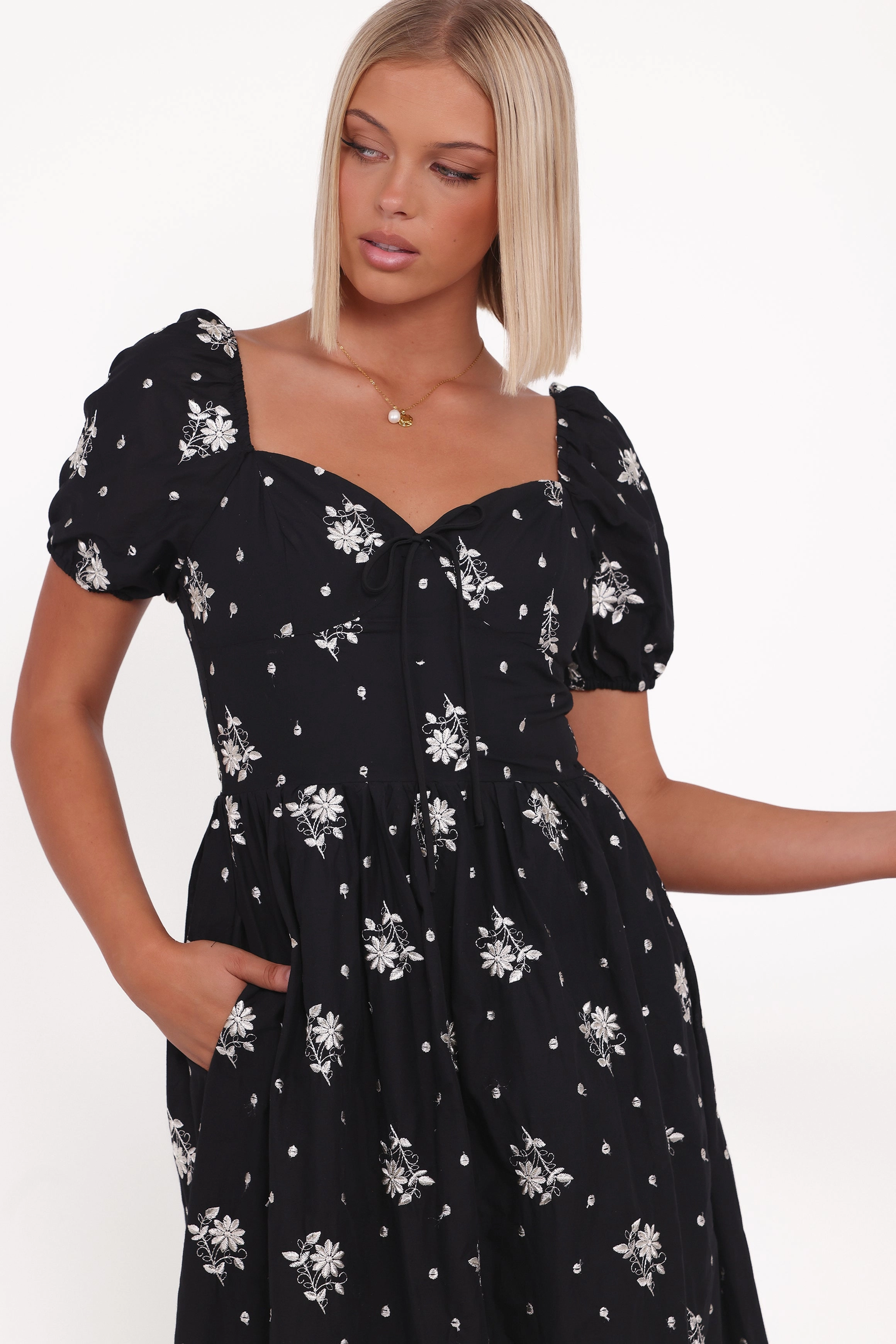 Rosemarie Midi Dress - Black Floral Perfect Cut Euro Touch