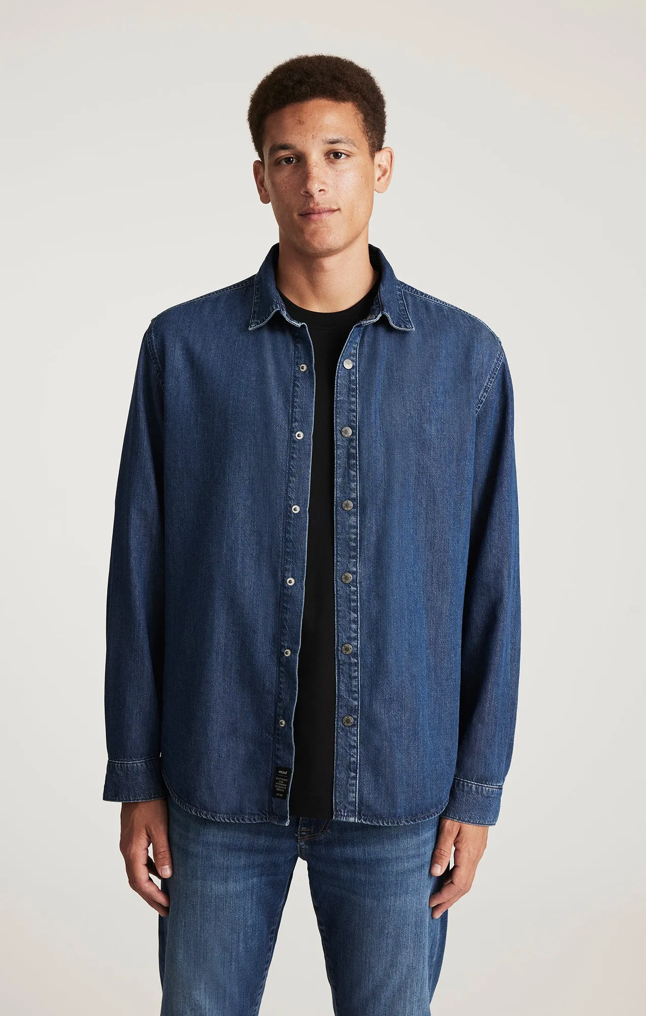 ROY DENIM SHIRT IN DARK INDIGO LUXE BLACK Timeless Comfort