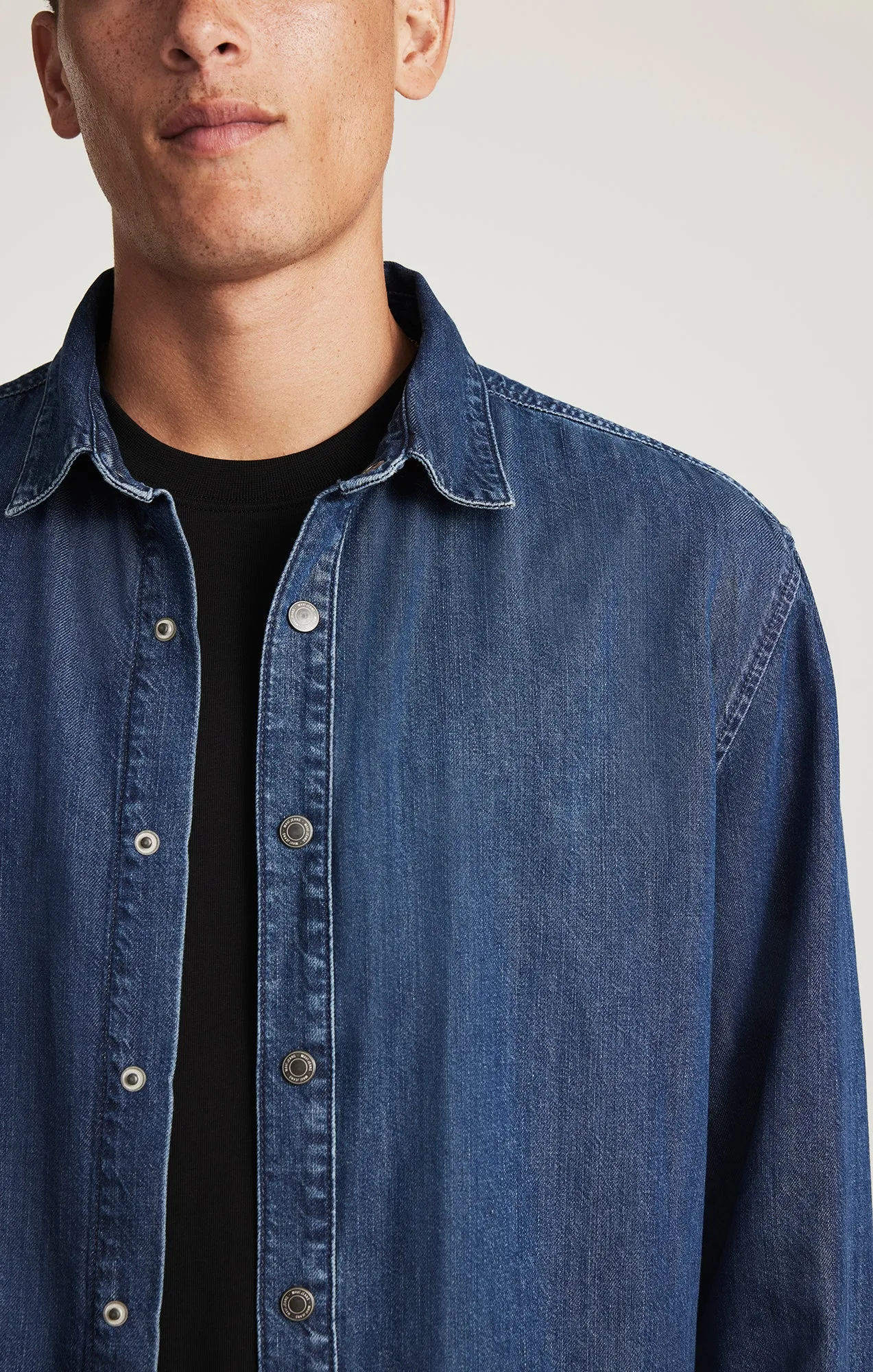 ROY DENIM SHIRT IN DARK INDIGO LUXE BLACK Easy Care