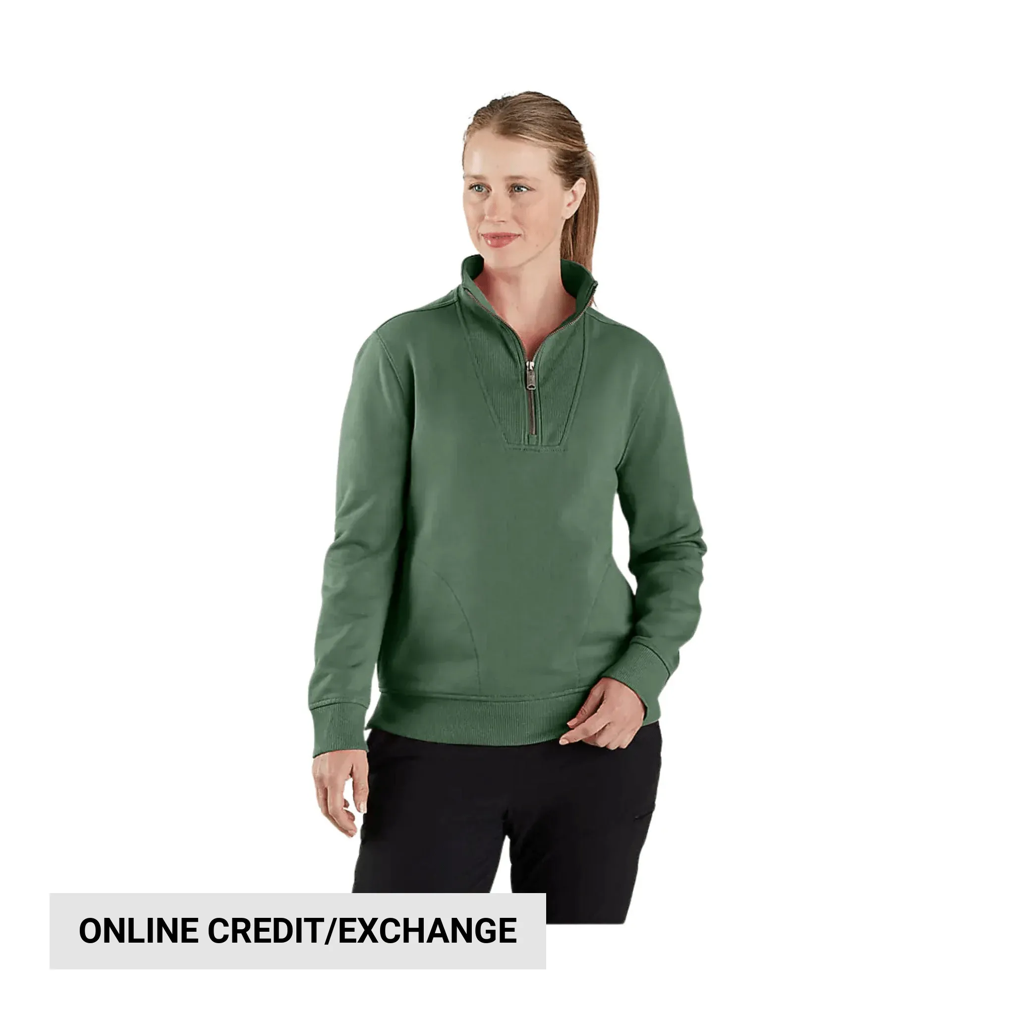 Carhartt Women's Tencel Fabric 1/2 Zip Sweatshirt - Frosted Balsam Weekend Chic Buttoned