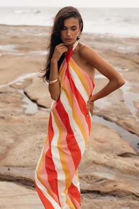 Lightweight Fit Beach Walk Sabbia Maxi Dress - Pink Stripe