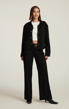 Stretch Denim Technology Smooth Breathable SABRINA WIDE LEG IN BLACK MOVE