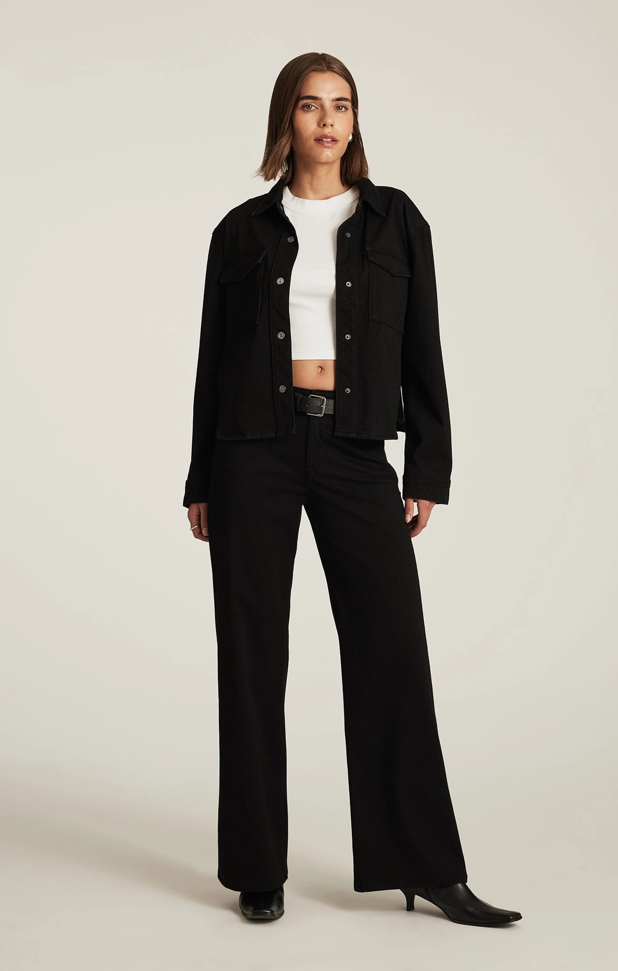 Stretch Denim Technology Smooth Breathable SABRINA WIDE LEG IN BLACK MOVE