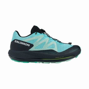 Salomon Women's Pulsar Trail Running Shoes - Blue Radiance/Carbon/Yucca Breathable Knit Upper