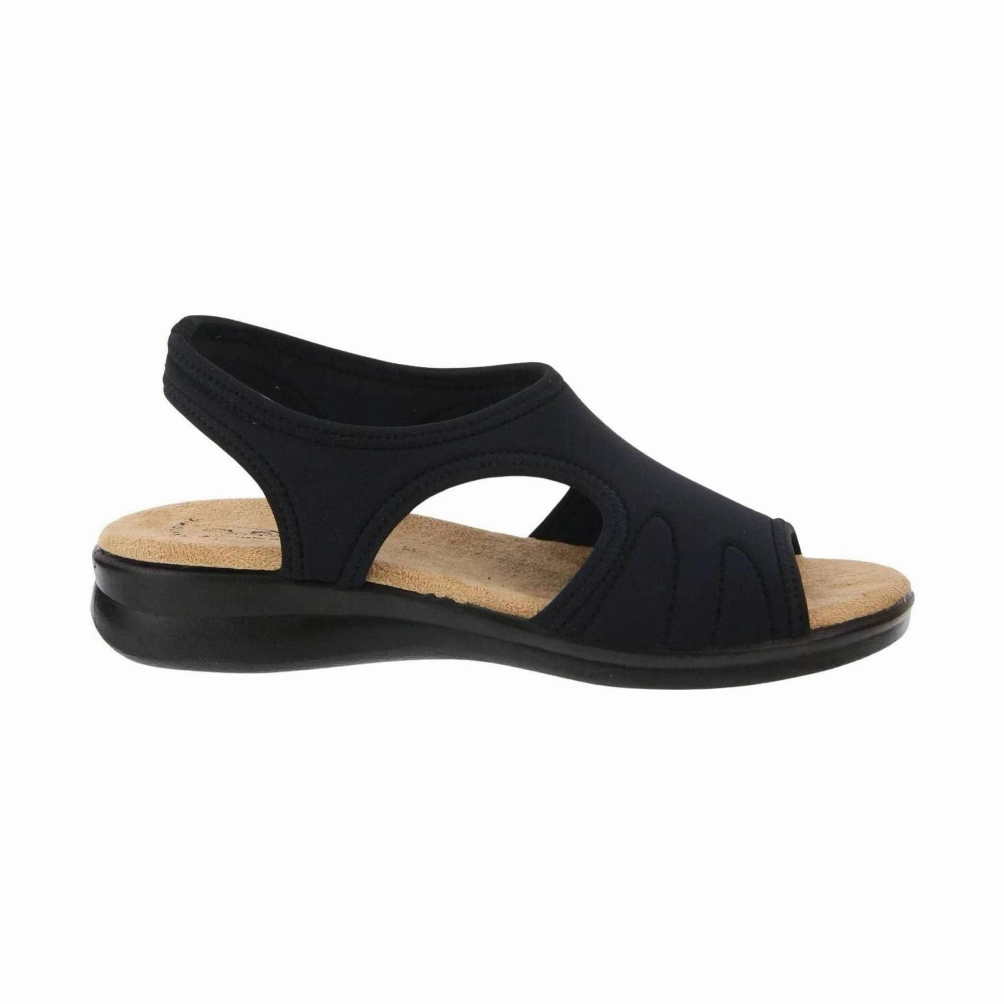 Flexus Women's Nyaman Sandal - Black Cool Texture Adjustable Closure