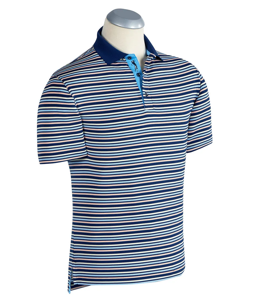 All-Purpose Wear Sapelo Multi-Stripe Performance Short Sleeve Polo Shirt