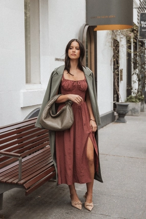 Gentle Look Upgrade-Option Sofie Midi Dress - Brick