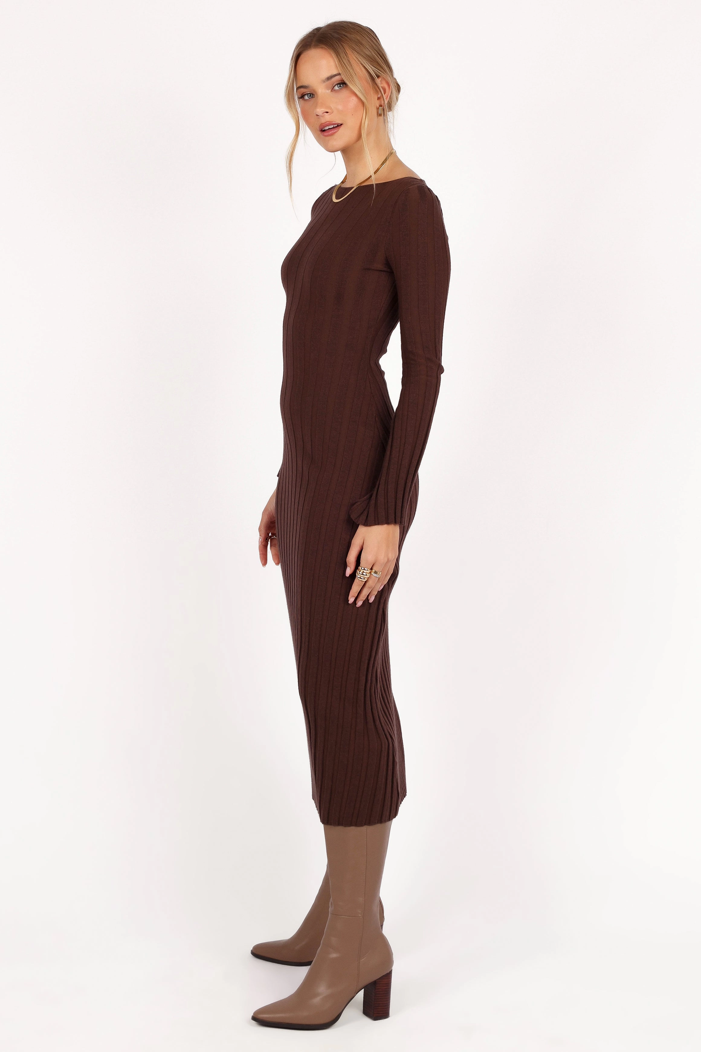 All Moments Jolene Long Sleeve Maxi Dress - Brown