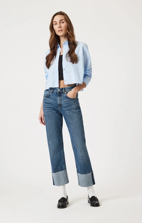 Daily Mix Breathable Classic Wear Eco Friendly SAVANNAH CUFFED STRAIGHT LEG IN SHADED CLASSIC BLUE