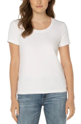 Complementary Colors Effortless Wearable Scoop Neck Short Sleeve Tee | White Odor-resistant
