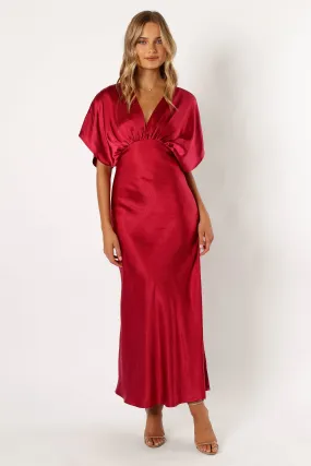 Side Slit Ricki Maxi Dress - Ruby Wine