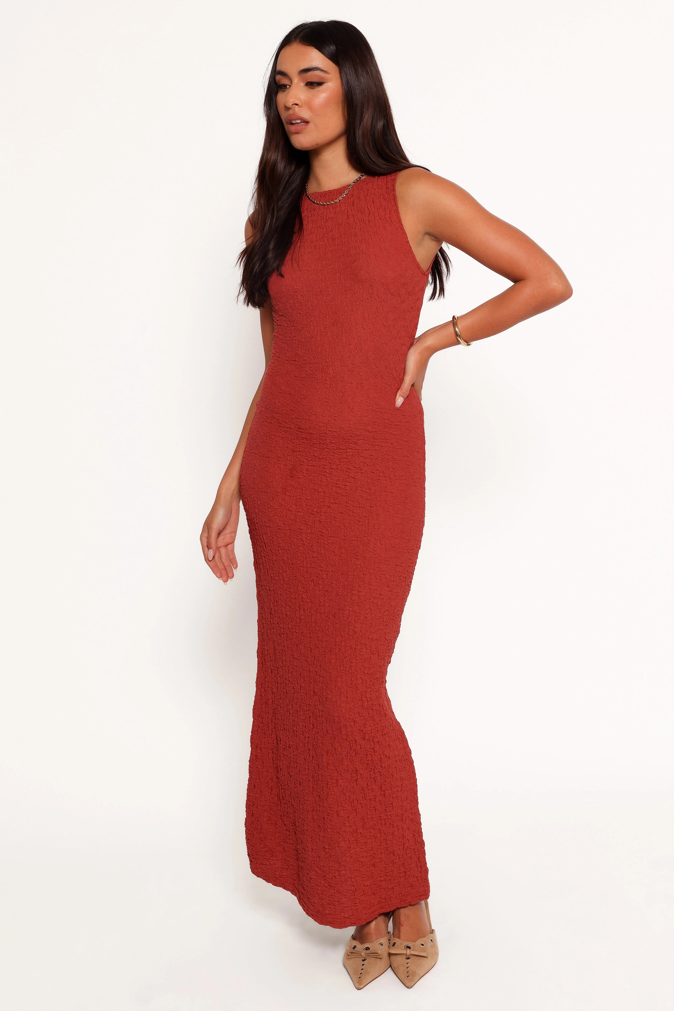 Clark Maxi Dress - Wine Chic Waist Design Perfect Mood