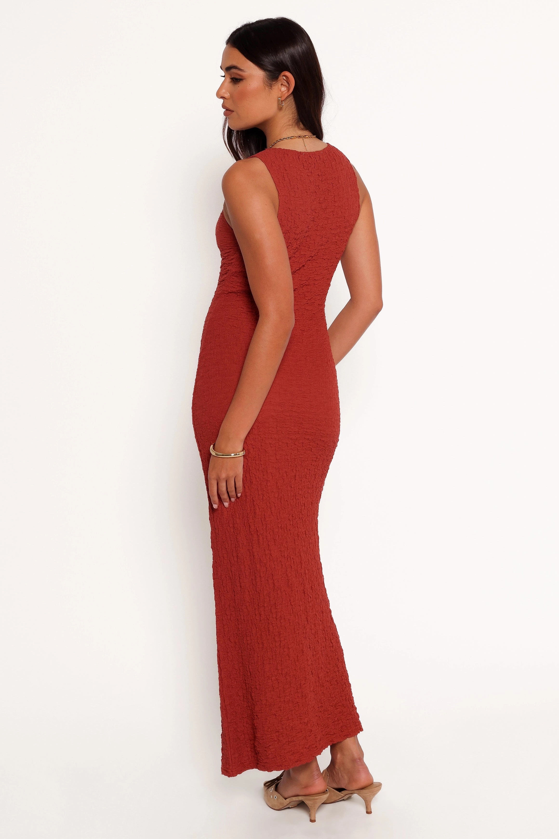 Clark Maxi Dress - Wine Embroidered-Detail