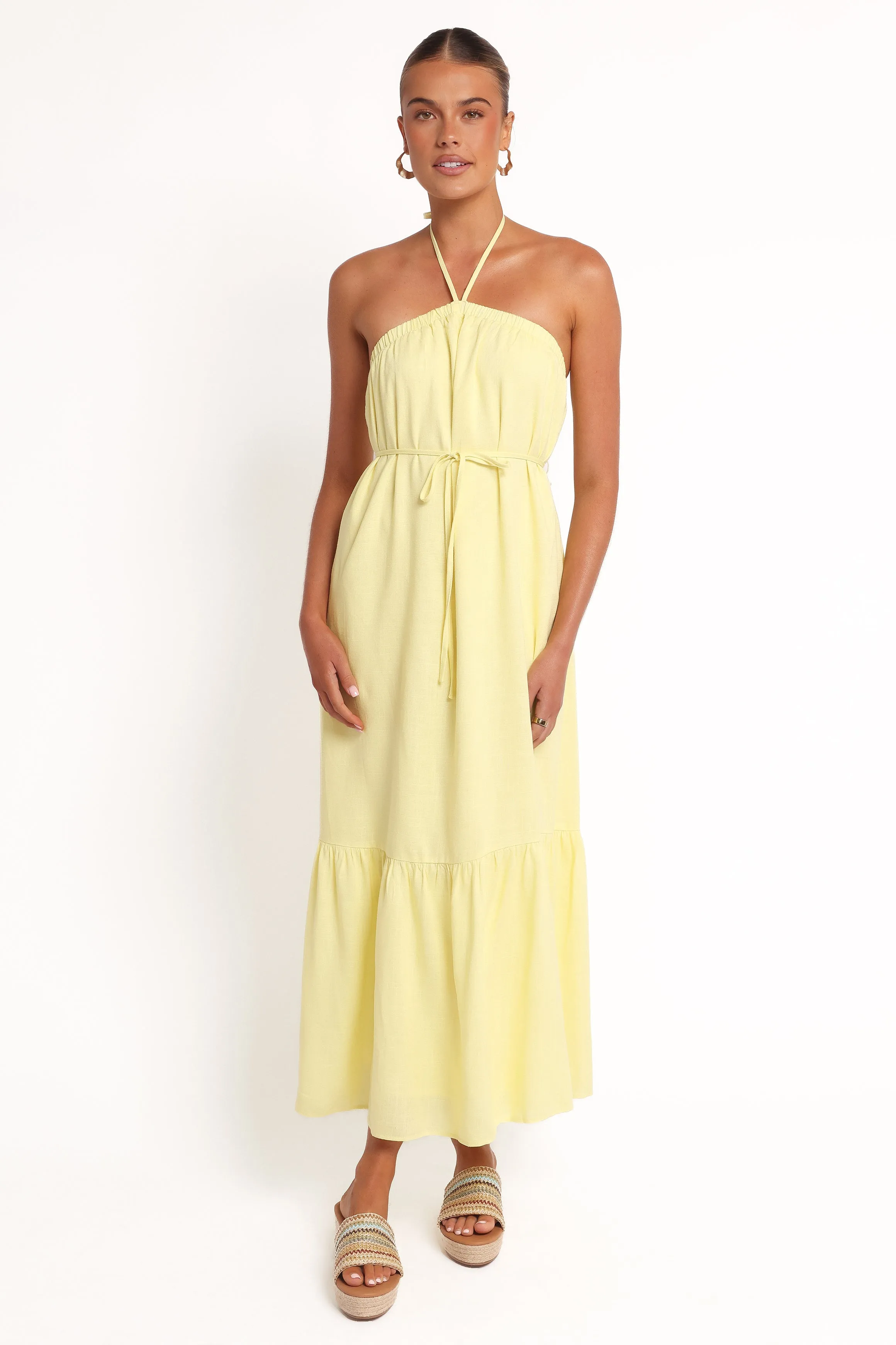 Vibrant Form Effortless Look View Halterneck Maxi Dress - Lemon