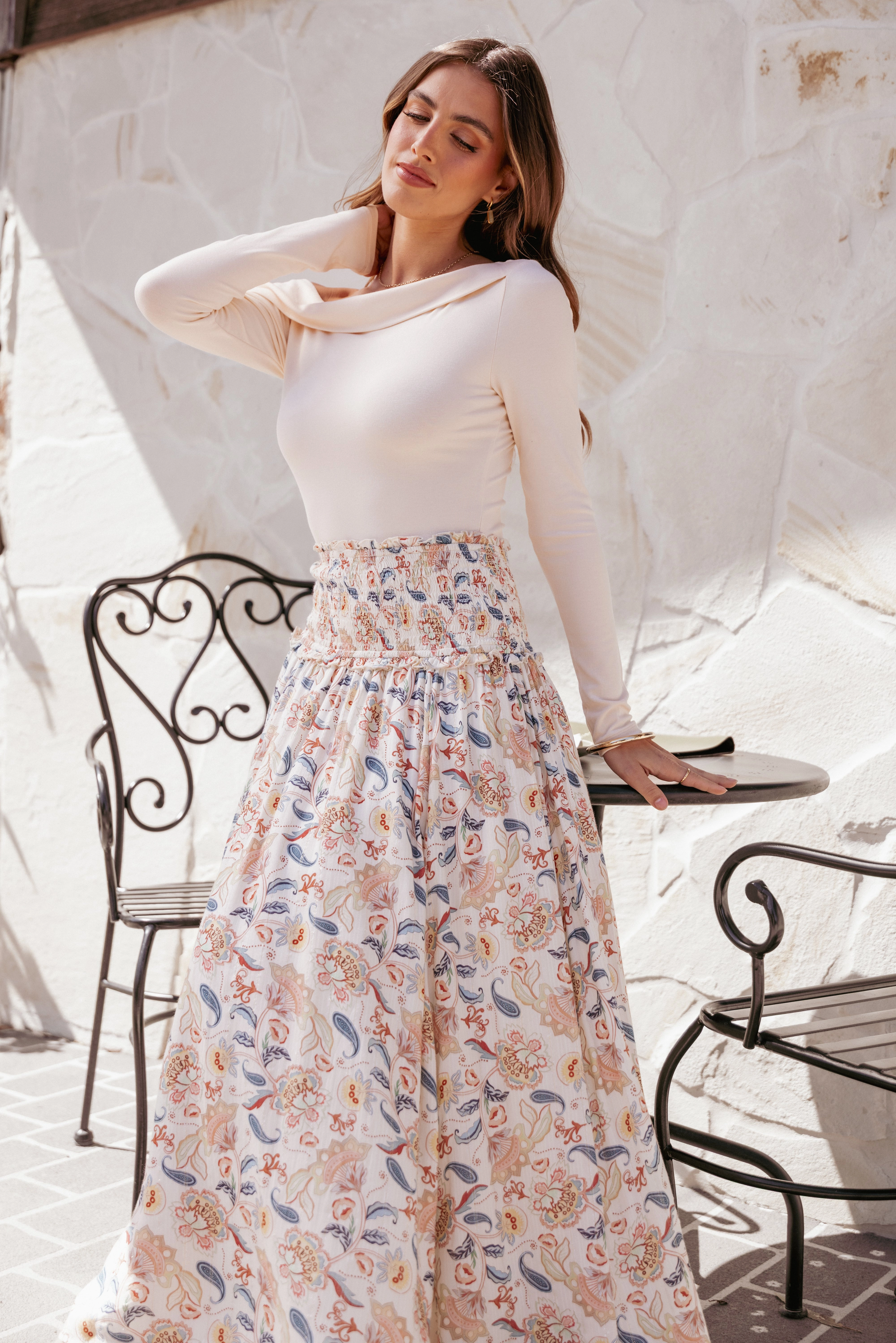 Seana Shirred Waist Maxi Skirt - Paisley Comfortable Feel