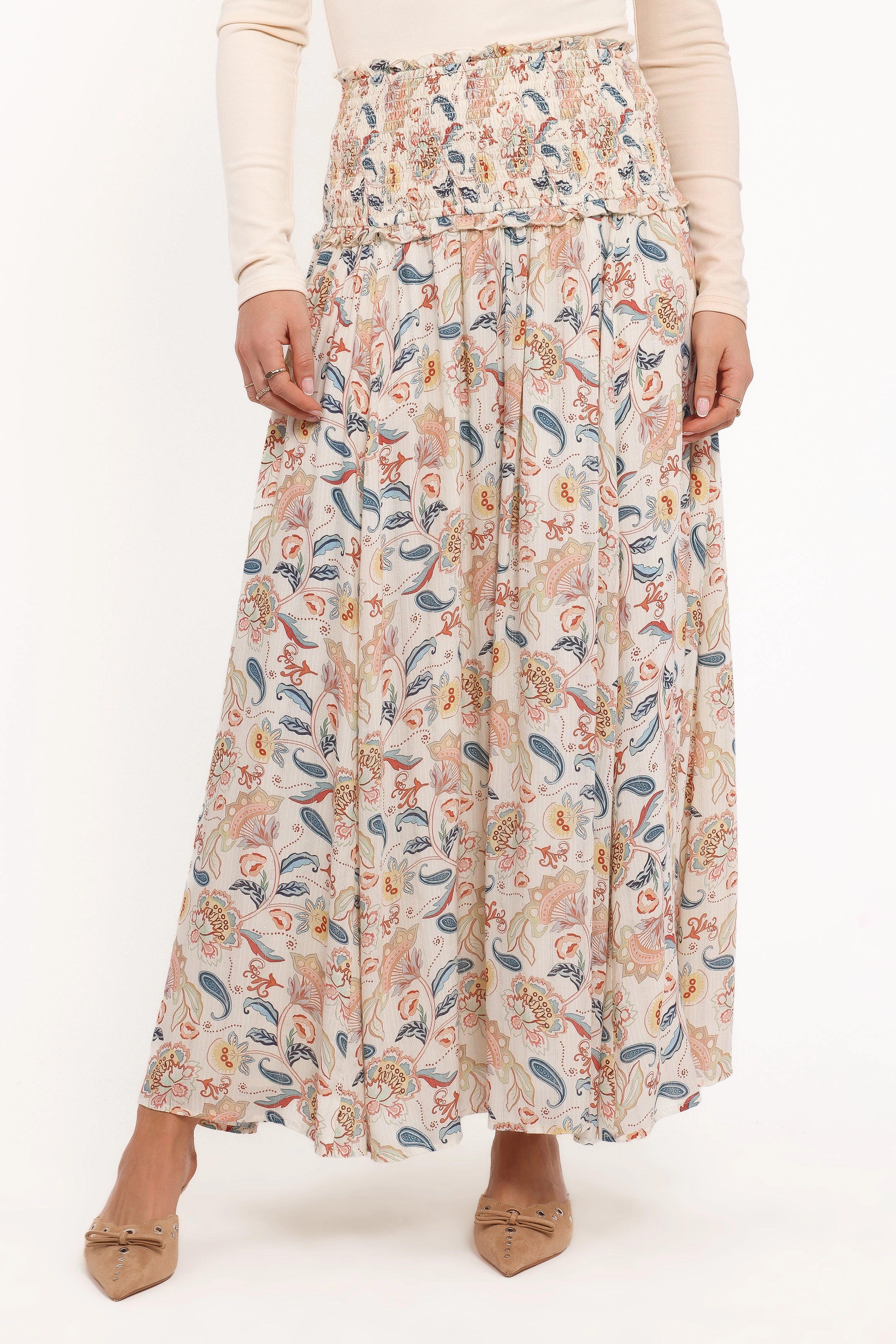Resale Value Smooth Layer Seana Shirred Waist Maxi Skirt - Paisley