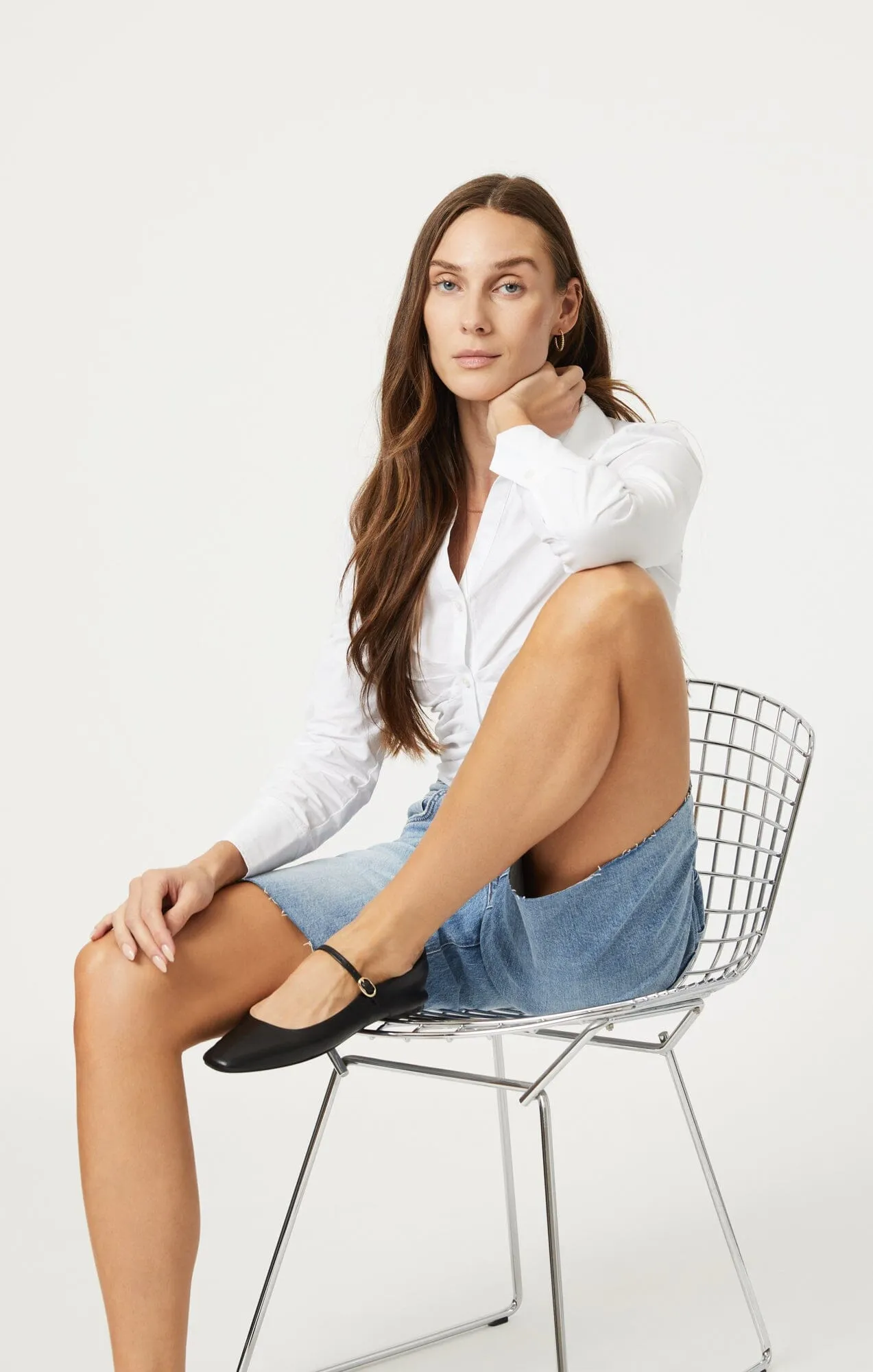Extended Inseam Options light texture SELINA SHORTS IN LIGHT USED CLASSIC BLUE