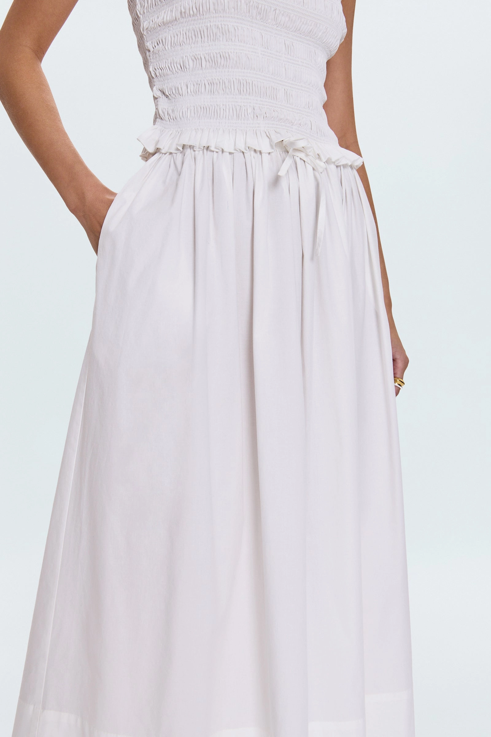 Noelle Poplin Maxi Skirt - Le Blanc Floor Length